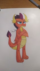 Size: 720x1280 | Tagged: safe, artist:shooting star, derpibooru import, smolder, dragon, canon, dragoness, female, markers, photo, solo, traditional art