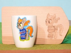 Size: 1024x769 | Tagged: safe, artist:malte279, derpibooru import, oc, oc:cozy cup, earth pony, craft, cup, earth pony oc, porcelain painting, pyrography, traditional art