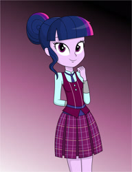 Size: 2115x2761 | Tagged: safe, artist:diilaycc, derpibooru import, sci-twi, twilight sparkle, equestria girls, friendship games, clothes, crystal prep academy uniform, missing accessory, school uniform, solo