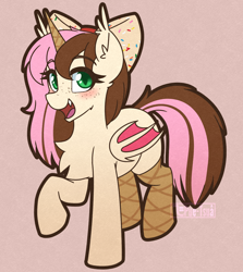 Size: 1334x1498 | Tagged: safe, artist:puetsua, derpibooru import, oc, oc only, bat pony, pony, blushing, bow, chest fluff, eye clipping through hair, eyebrows visible through hair, female, looking at you, open mouth, raised hoof, smiling, smiling at you, solo