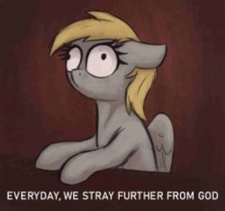 Size: 1168x1092 | Tagged: safe, artist:t72b, derpibooru import, derpy hooves, pony, every day we stray further from god's light, meme, needs more jpeg, ponified, solo