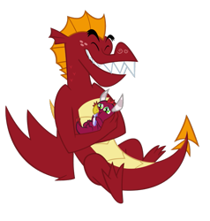 Size: 641x672 | Tagged: safe, artist:queencold, derpibooru import, baby cinder, garble, dragon, baby, baby dragon, cute, daaaaaaaaaaaw, dragoness, duo, eyes closed, female, gardorable, gem, male, simple background, transparent background