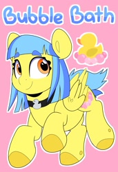 Size: 1397x2048 | Tagged: safe, artist:duckie, derpibooru import, oc, oc:bubble "duckie" bath, pegasus, pony, choker, eye clipping through hair, eyebrows, eyebrows visible through hair, fringe, hooves, reference sheet, rubber duck