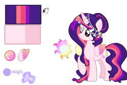 Size: 1835x1244 | Tagged: safe, artist:firegalaxysparkle, derpibooru import, oc, oc:neutron star, alicorn, pony, female, magical lesbian spawn, mare, offspring, parent:princess celestia, parent:twilight sparkle, parents:twilestia, reference sheet, simple background, solo, transparent background