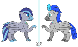 Size: 5000x3000 | Tagged: safe, artist:soupyfox, derpibooru import, oc, oc only, oc:aspen volare, oc:messier, hippogriff, male, mirror, simple background, transparent background