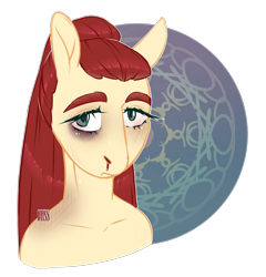 Size: 1866x1947 | Tagged: safe, artist:b11ss, derpibooru import, oc, oc only, oc:aris, anthro, pony, abstract background, blood, bust, injured, long hair, male, nosebleed, ponytail, portrait, simple background, solo, stallion, transparent background, watermark