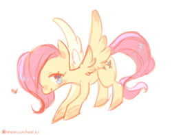 Size: 900x710 | Tagged: safe, artist:next-lvl, fluttershy, pegasus, pony, female, heart, mare, simple background, solo, spread wings, white background, wings