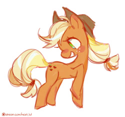 Size: 800x752 | Tagged: safe, artist:next-lvl, applejack, earth pony, pony, female, mare, profile, simple background, smiling, solo, white background