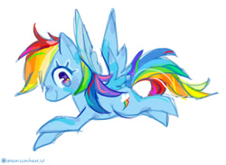 Size: 900x658 | Tagged: safe, artist:next-lvl, rainbow dash, pegasus, pony, female, mare, profile, simple background, solo, spread wings, white background, wings