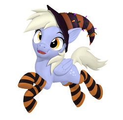 Size: 2049x1989 | Tagged: safe, artist:owlpirate, derpibooru import, derpy hooves, pegasus, pony, 3d, clothes, female, hat, mare, sfm pony, simple background, socks, solo, source filmmaker, striped socks, transparent background, vector, witch hat