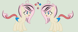 Size: 3811x1573 | Tagged: safe, artist:lominicinfinity, derpibooru import, oc, oc:flutter chaos, hybrid, interspecies offspring, offspring, parent:discord, parent:fluttershy, parents:discoshy, reference sheet, simple background, solo