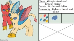 Size: 1280x720 | Tagged: safe, artist:schumette14, derpibooru import, oc, oc:gedeus, oc:giorgius, changeling, griffon, hybrid, interspecies offspring, next generation, offspring, parent:gallus, parent:ocellus, parents:luslus