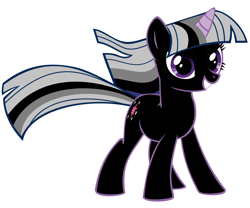 Size: 4000x3333 | Tagged: safe, artist:arteom, derpibooru import, twilight sparkle, unicorn twilight, oc, oc only, oc:darklight sparkle, pony, unicorn, cutie mark, dark, dark pony, female, grin, inkscape, looking at you, mare, recolor, simple background, smiling, solo, vector, white background, windswept mane