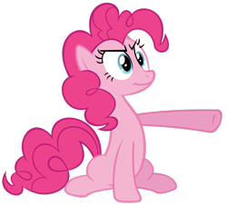 Size: 2573x2330 | Tagged: safe, artist:itsjustred, derpibooru import, pinkie pie, earth pony, pony, female, mare, pointing, simple background, solo, transparent background, vector