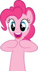 Size: 1795x3342 | Tagged: safe, artist:quasdar, derpibooru import, pinkie pie, earth pony, pony, female, hooves to the chest, mare, open mouth, simple background, solo, transparent background, vector