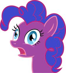 Size: 2327x2577 | Tagged: safe, artist:arteom, derpibooru import, pinkie pie, pony, too many pinkie pies, fear, female, mare, open mouth, recolor, simple background, solo, solo female, transparent background, vector