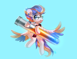 Size: 4064x3128 | Tagged: safe, artist:sugarstar, derpibooru import, oc, oc only, oc:alan techard, pegasus, pony, absurd resolution, clothes, ear piercing, glasses, heterochromia, male, piercing, scarf, simple background, solo, stallion, wings