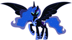 Size: 743x420 | Tagged: safe, artist:bluse, derpibooru import, nightmare moon, princess luna, alicorn, pony, unicorn, caption, drawing, fanart, image macro, monochrome, nightmare luna, photo, simple background, solo, text, transparent background