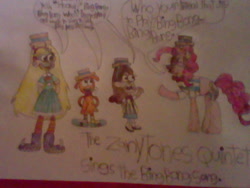 Size: 640x480 | Tagged: safe, artist:crazycartoons5488, derpibooru import, pinkie pie, earth pony, pony, barbershop singer, bing bong, crossover, gravity falls, inside out, mabel pines, singing, star butterfly, star vs the forces of evil, traditional art, wander (wander over yonder), wander over yonder