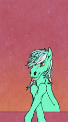 Size: 1290x2293 | Tagged: safe, derpibooru import, lyra heartstrings, pony, unicorn, :p, crossed legs, gradient background, hoers, stars, tongue out