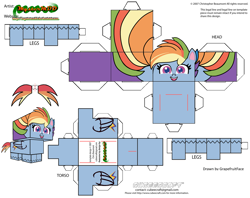 Size: 2979x2354 | Tagged: safe, artist:grapefruitface1, derpibooru import, rainbow dash, pegasus, pony, my little pony: pony life, craft, cubeecraft, papercraft, printable, solo