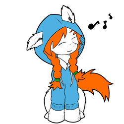 Size: 2048x2048 | Tagged: safe, artist:jedrek_123, derpibooru exclusive, derpibooru import, oc, oc only, oc:niki, braid, clothes, ear fluff, earbuds, female, happy, hoodie, mare, simple background, solo, tail, transparent background