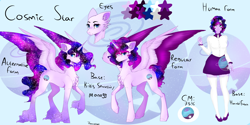 Size: 4096x2048 | Tagged: safe, artist:jamlotte1, derpibooru import, oc, oc:cosmic star, alicorn, human, pony, base used