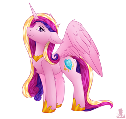 Size: 2402x2287 | Tagged: safe, artist:monsoonvisionz, derpibooru import, princess cadance, alicorn, pony, chest fluff, female, leg fluff, mare, simple background, solo, white background