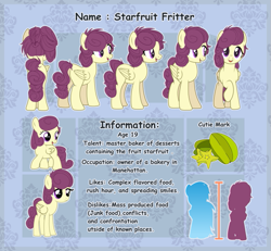 Size: 709x656 | Tagged: safe, artist:toaster21648, derpibooru import, oc, oc:starfruit fritter, pegasus, pony, commission, female, mare, reference sheet, ych result