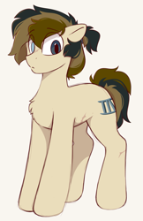 Size: 1287x1983 | Tagged: safe, artist:crimmharmony, derpibooru import, oc, oc only, oc:115, earth pony, pony, heterochromia, male, man bun, scar, solo, standing