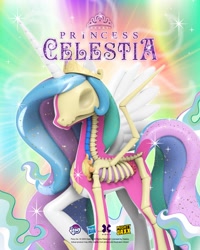 Size: 1080x1350 | Tagged: safe, derpibooru import, princess celestia, alicorn, pony, 3d render, bone, dissectibles, female, freeny's hidden dissectibles, merchandise, my little pony logo, official, organs, poster, skeleton, solo, sun