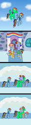 Size: 800x3200 | Tagged: safe, artist:platinumdrop, derpibooru import, bow hothoof, rainbow dash, windy whistles, oc, pegasus, pony, canon x oc, comic, female, hug, male, request, shipping, straight, windyhoof