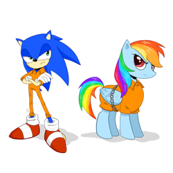 Size: 1000x1000 | Tagged: safe, artist:messy.packs, derpibooru import, rainbow dash, pegasus, pony, chained, clothes, prison outfit, prisoner, prisoner rd, sonic the hedgehog, sonic the hedgehog (series)