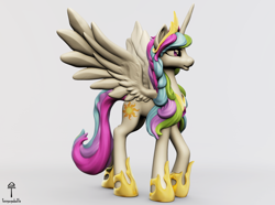 Size: 1938x1440 | Tagged: safe, artist:teonanakatle, derpibooru import, princess celestia, alicorn, pony, 3d, female, mare, solo, spread wings