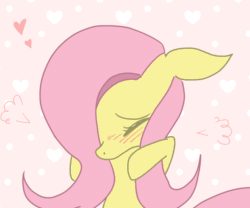 Size: 1878x1563 | Tagged: safe, artist:pikachu0205, derpibooru import, fluttershy, pegasus, pony, animated, blushing, bust, covering, cute, emanata, eyes closed, female, floppy ears, flustered, frame by frame, gif, hair over one eye, heart, mare, shy, shyabetes, solo, squigglevision