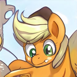 Size: 1024x1024 | Tagged: safe, artist:thisponydoesnotexist, derpibooru import, pony, looking down, machine learning abomination, neural network, not applejack