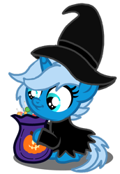 Size: 1280x1865 | Tagged: safe, artist:lynnthenerdkitty, derpibooru import, pony, unicorn, base, base used, candy, chromia, clothes, costume, crossover, foal, food, halloween, halloween costume, hat, holiday, simple background, solo, transformers, transparent background, witch hat