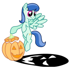 Size: 1141x1067 | Tagged: safe, artist:moonlightthegriffon, artist:nerdy-pony, derpibooru import, spring skies, pegasus, pony, background pony, base used, halloween, holiday, jack-o-lantern, nightmare night, pumpkin, scared, shadow, simple background, solo, spooky, transparent background