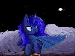 Size: 900x675 | Tagged: safe, artist:slamjam, derpibooru import, princess luna, alicorn, pony, candy, food, halloween, holiday, moon, solo