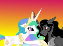 Size: 529x385 | Tagged: artist needed, source needed, safe, derpibooru import, king sombra, princess celestia, alicorn, pony, unicorn, alicornified, celestibra, female, male, race swap, shipping, sombracorn, straight