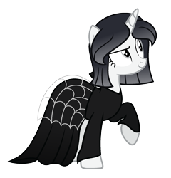 Size: 1745x1821 | Tagged: safe, artist:darbypop1, derpibooru import, oc, oc:friday the 13th, pony, unicorn, clothes, dress, female, gala dress, mare, simple background, solo, transparent background