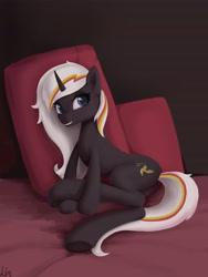 Size: 3543x4724 | Tagged: safe, artist:lin feng, derpibooru import, oc, oc only, oc:velvet remedy, pony, unicorn, fallout equestria, fanfic, fanfic art, female, grin, hooves, horn, mare, smiling, solo