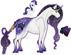 Size: 1920x1491 | Tagged: safe, artist:anx-the-emo-avenger, derpibooru import, rarity, classical unicorn, pony, unicorn, cloven hooves, deviantart watermark, female, horn, horn jewelry, horn ring, jewelry, leonine tail, lusitano, mare, obtrusive watermark, redesign, ring, simple background, solo, transparent background, unshorn fetlocks, watermark