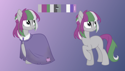 Size: 3000x1700 | Tagged: safe, artist:katelynleeann42, derpibooru import, oc, oc:concordia, earth pony, pony, cloak, clothes, female, mare, reference sheet, solo