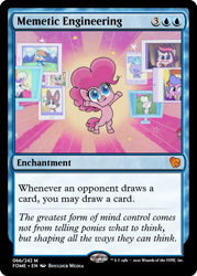 Size: 375x523 | Tagged: safe, derpibooru import, edit, screencap, opalescence, pinkie pie, winona, earth pony, pony, my little pony: pony life, one click wonder, spoiler:pony life s01e28, all the memes, brave of the sun fighbird, business cat, ccg, condescending wonka, doge, female, homer simpson backs into bushes, is this a pigeon, magic the gathering, mare, meme, meta, one does not simply walk into mordor, ponified meme, success kid, the simpsons, the sound of music, trading card, trading card edit, treehouse logo, willy wonka and the chocolate factory