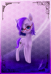 Size: 1240x1792 | Tagged: safe, artist:thatdreamerarts, derpibooru import, oc, oc only, oc:balmy bonnier, earth pony, pony, cute, female, glasses, mane style, mare, pony mane, ponytail, solo