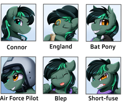 Size: 2349x1978 | Tagged: safe, artist:pridark, derpibooru import, oc, oc only, oc:target strike, bat pony, pegasus, :p, angry, bat pony oc, bat wings, commission, connor, crossover, cup, cute, detroit: become human, drink, emotions, eyes closed, hat, helmet, heterochromia, looking at you, meme, monocle, ocbetes, pilot, smiling, solo, teeth, tongue out, top hat, video game crossover, wings