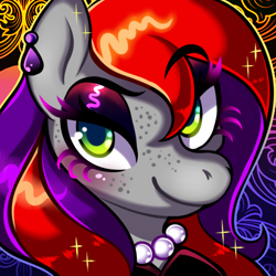 Size: 500x500 | Tagged: safe, derpibooru import, oc, oc only, oc:evening prose, pegasus, female, freckles, halloween, holiday, jewelry, mare, necklace, pearl necklace, solo