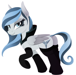 Size: 2215x2203 | Tagged: safe, artist:andaluce, derpibooru exclusive, derpibooru import, oc, oc only, oc:haze northfleet, pegasus, 2021 community collab, clothes, collar, derpibooru community collaboration, female, mare, simple background, socks, solo, transparent background