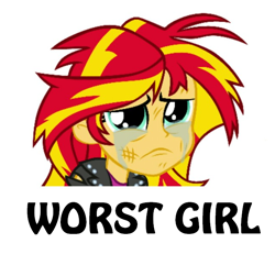 Size: 646x624 | Tagged: safe, derpibooru import, sunset shimmer, equestria girls, equestria girls (movie), abuse, background pony strikes again, crying, op is a cuck, op is trying to start shit, shimmerbuse, worst human, worst pony